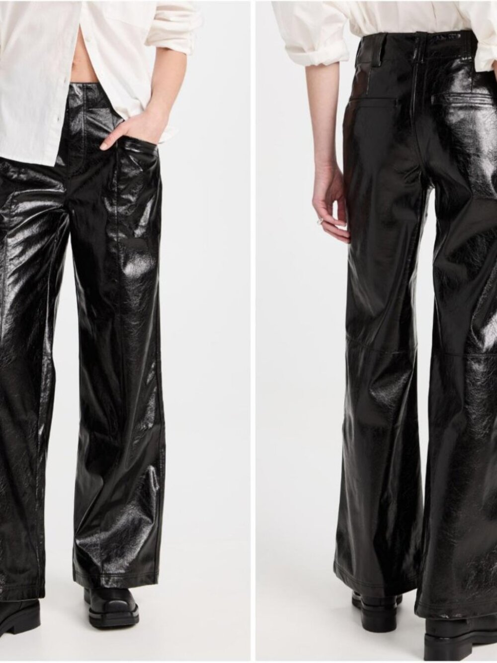 Free People Star Crossed Lovers black faux leather wide leg pants